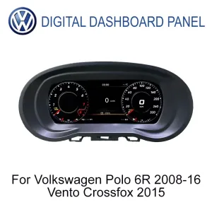 Tampilan depan dasbor digital LCD 9 inci Prelingcar untuk VW Polo 6R 2008-2016, Vento dan CrossFox 2015