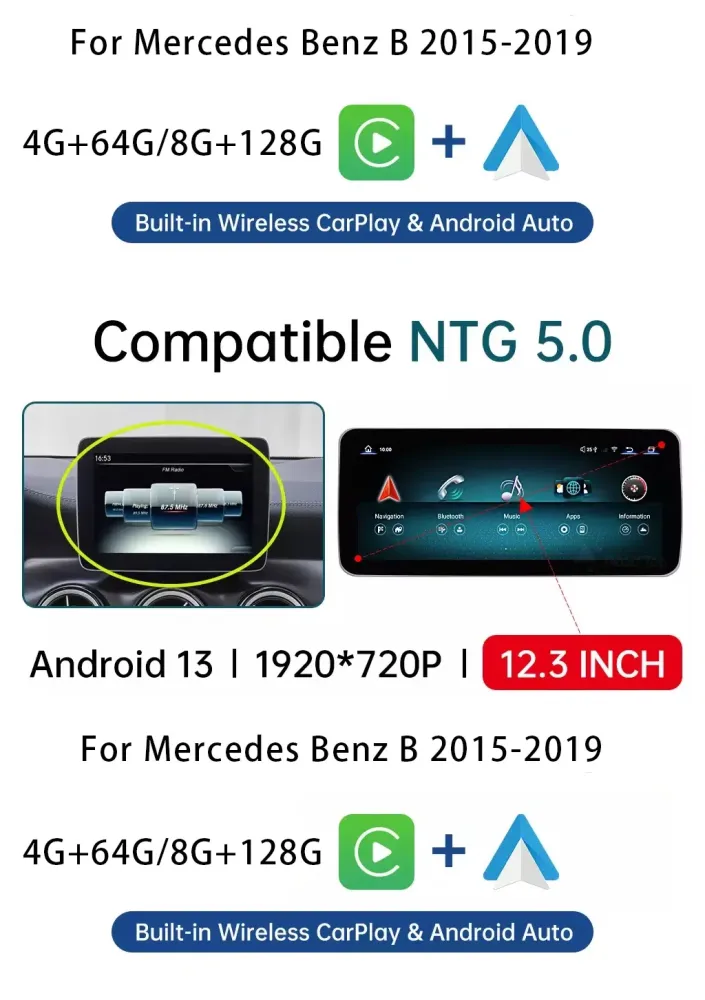 Head Unit Android Mercedes B-Class 2012-2018 | CarPlay DSP