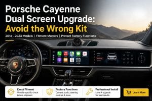 Pemasangan upgrade layar ganda Porsche Cayenne 2018–2023 di bagian interior