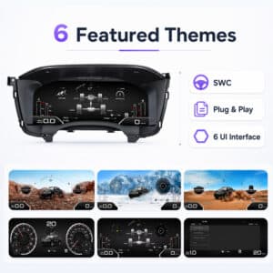 Antarmuka tampilan dasbor digital pada LCD 15.1 inci yang menampilkan tema unggulan dan 6 opsi antarmuka UI plug-and-play