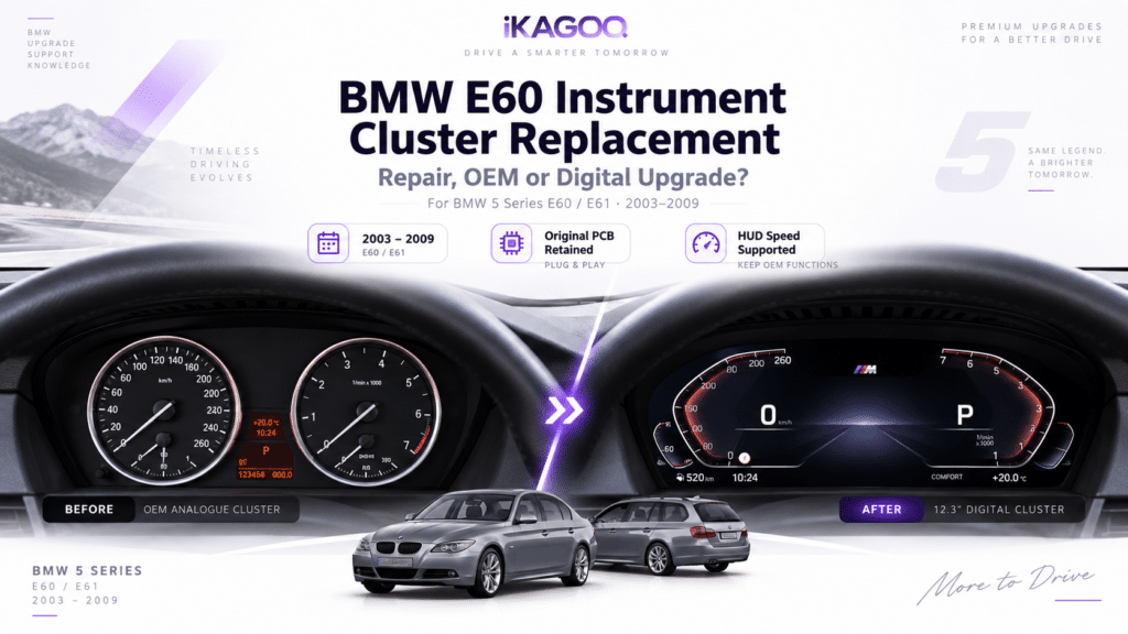 Penggantian Kluster Instrumen BMW E60 2003–2009: Perbaikan, OEM, atau Upgrade Digital?