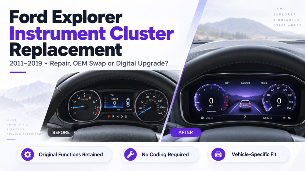 Penggantian Kluster Instrumen Ford Explorer 2011–2019: Perbaikan, Tukar OEM, atau Upgrade Digital?