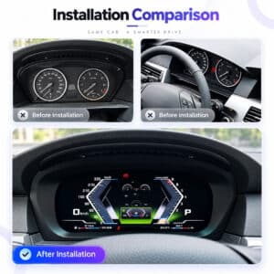 Perbandingan dashboard BMW E60 E61 sebelum dan sesudah pemasangan kluster digital