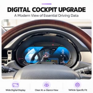 Interior Lexus GX460 dengan kluster instrumen digital yang ditingkatkan dipasang di belakang roda kemudi asli